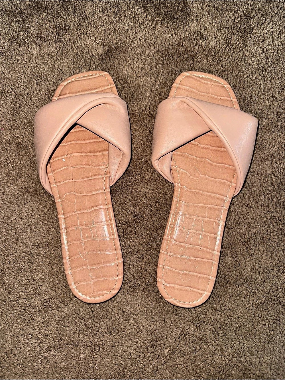 Pink Strappy Slide Sandals Like New